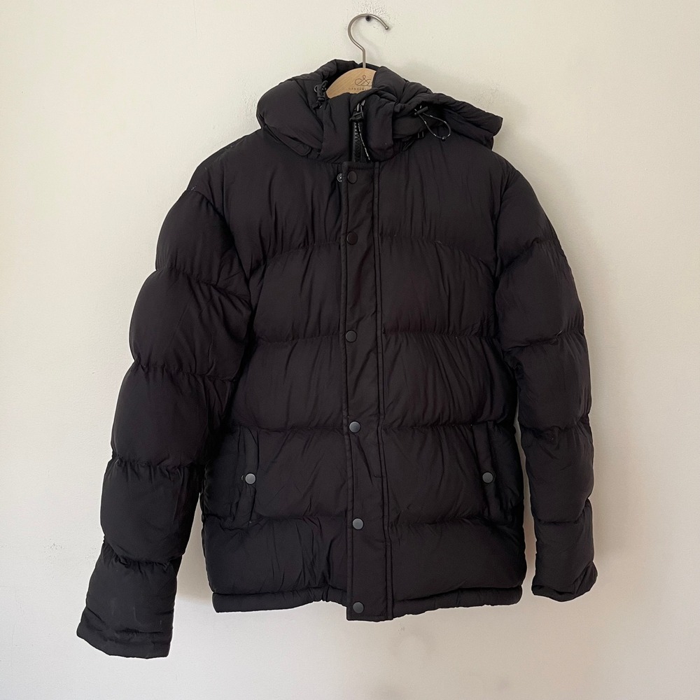 Tna Aritzia The Super Puff Black Goose Down Puffer Jacket Hooded XS Matte